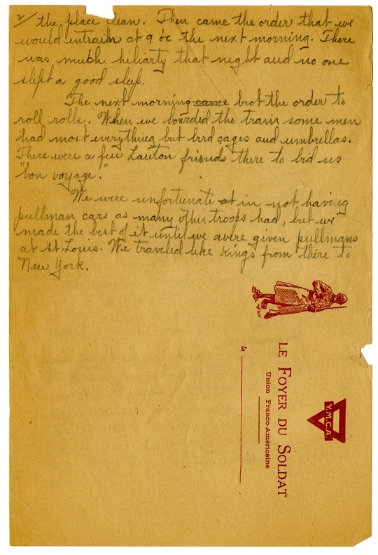 Handwritten World War I Notes of Verne Chaney, Sr.