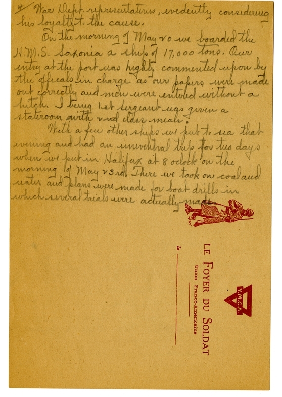 Handwritten World War I Notes of Verne Chaney, Sr.