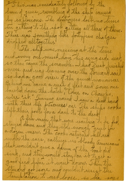 Handwritten World War I Notes of Verne Chaney, Sr.