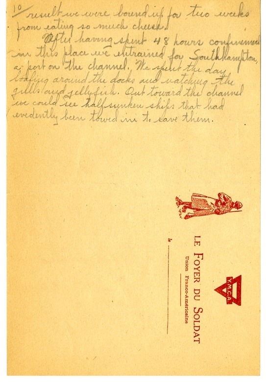 Handwritten World War I Notes of Verne Chaney, Sr.