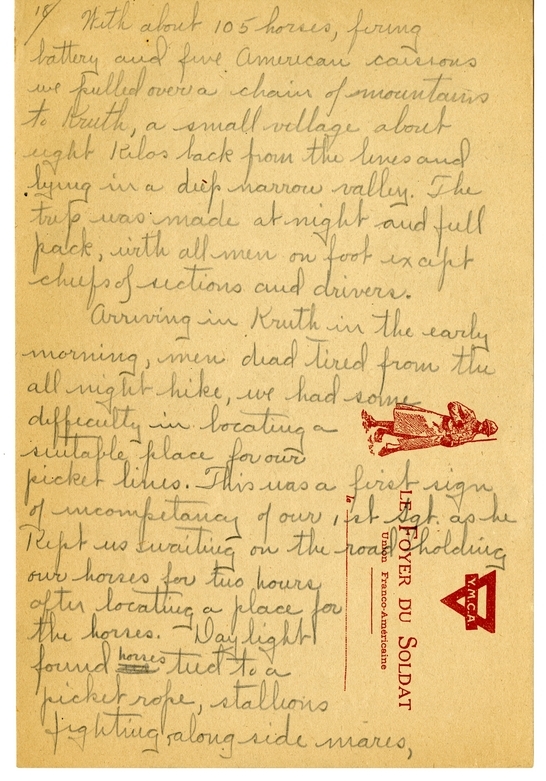 Handwritten World War I Notes of Verne Chaney, Sr.