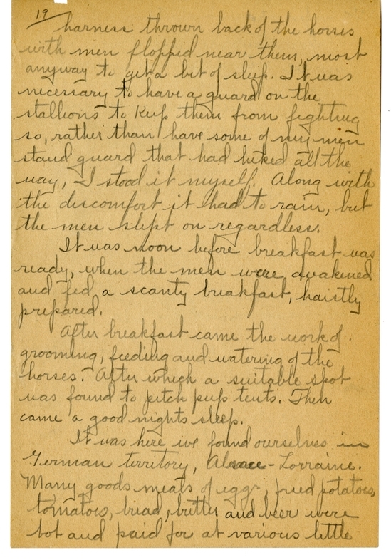 Handwritten World War I Notes of Verne Chaney, Sr.