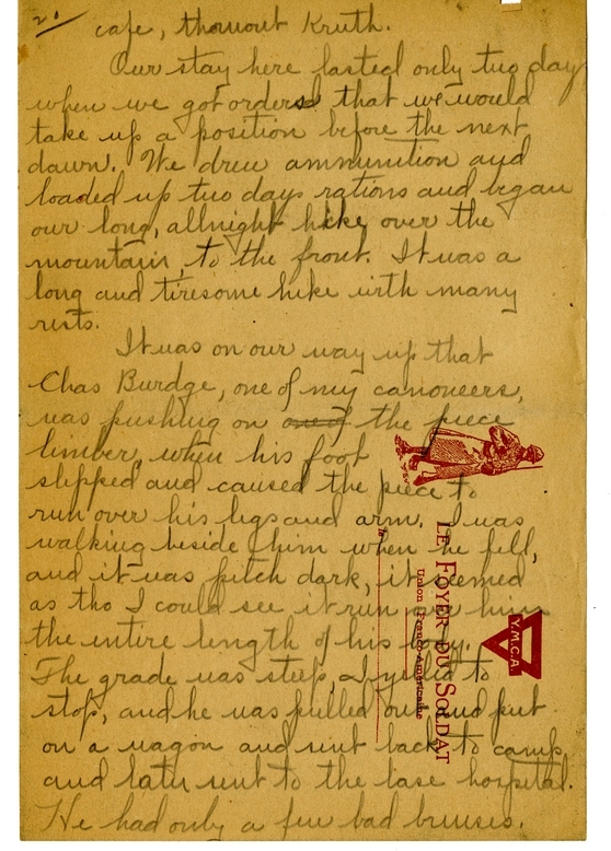 Handwritten World War I Notes of Verne Chaney, Sr.