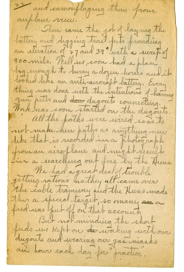 Handwritten World War I Notes of Verne Chaney, Sr.