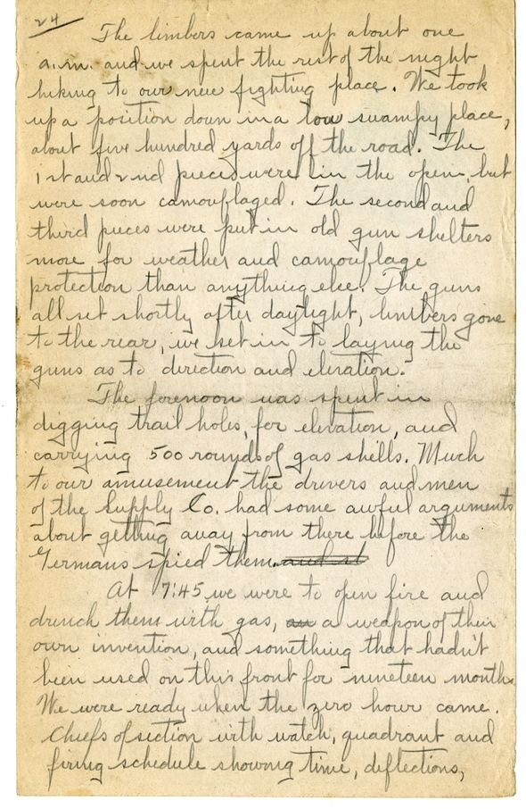 Handwritten World War I Notes of Verne Chaney, Sr.