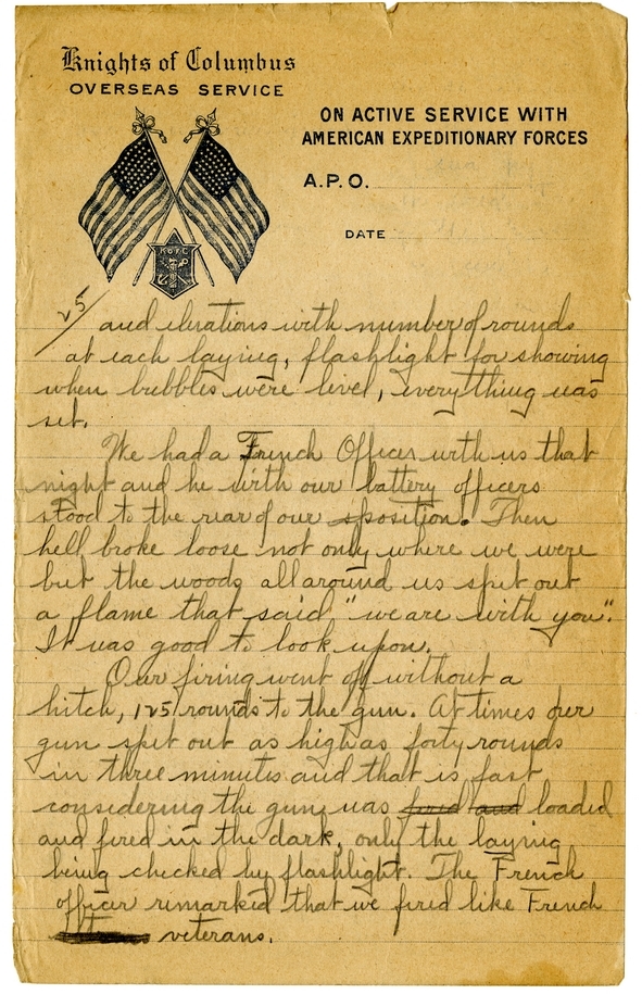 Handwritten World War I Notes of Verne Chaney, Sr.