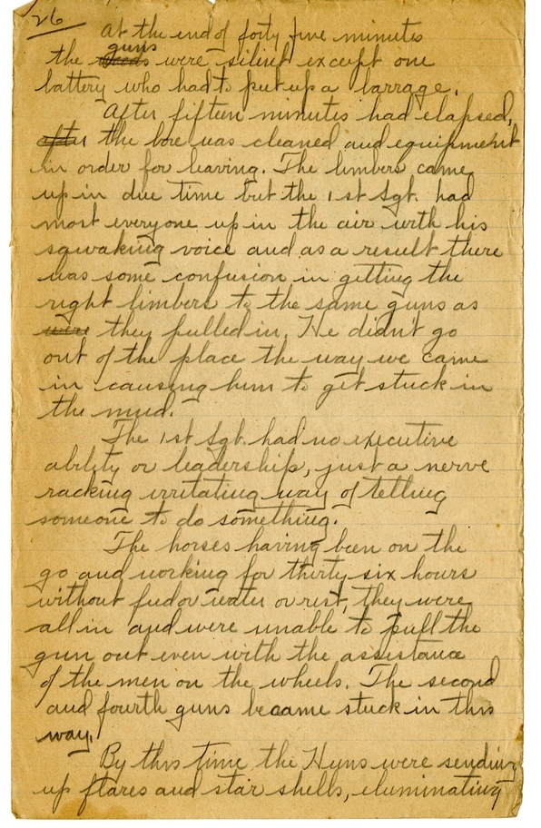 Handwritten World War I Notes of Verne Chaney, Sr.