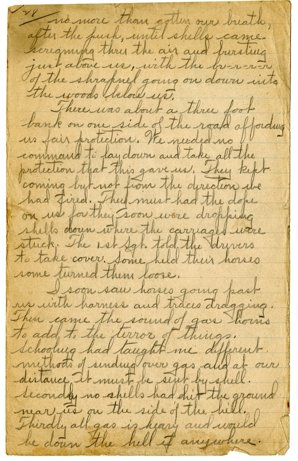 Handwritten World War I Notes of Verne Chaney, Sr.