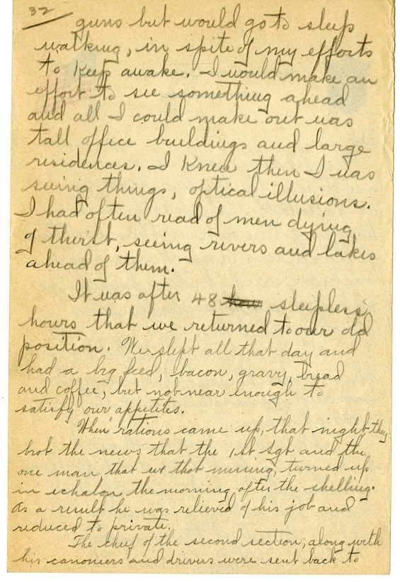 Handwritten World War I Notes of Verne Chaney, Sr.