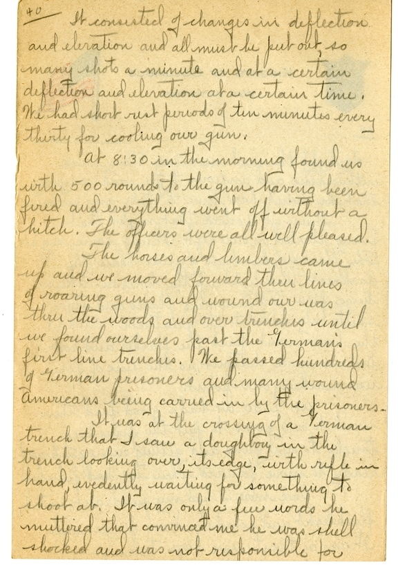 Handwritten World War I Notes of Verne Chaney, Sr.