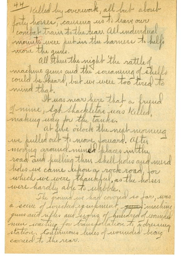 Handwritten World War I Notes of Verne Chaney, Sr.