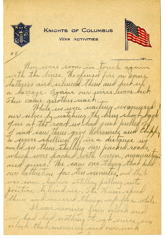 Handwritten World War I Notes of Verne Chaney, Sr.