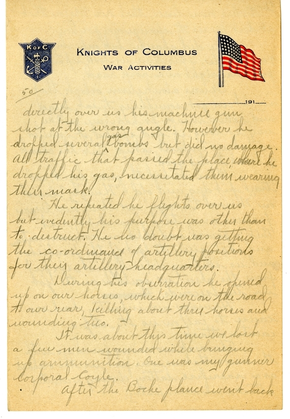 Handwritten World War I Notes of Verne Chaney, Sr.