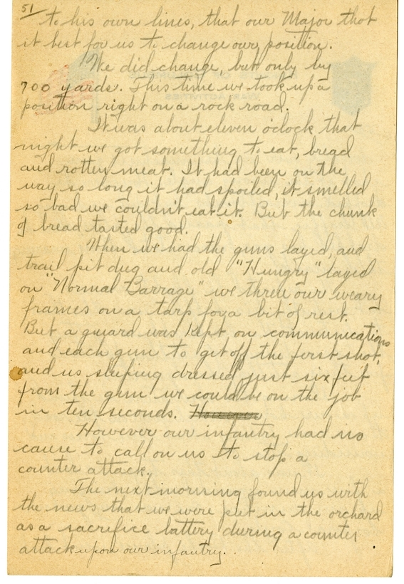 Handwritten World War I Notes of Verne Chaney, Sr.