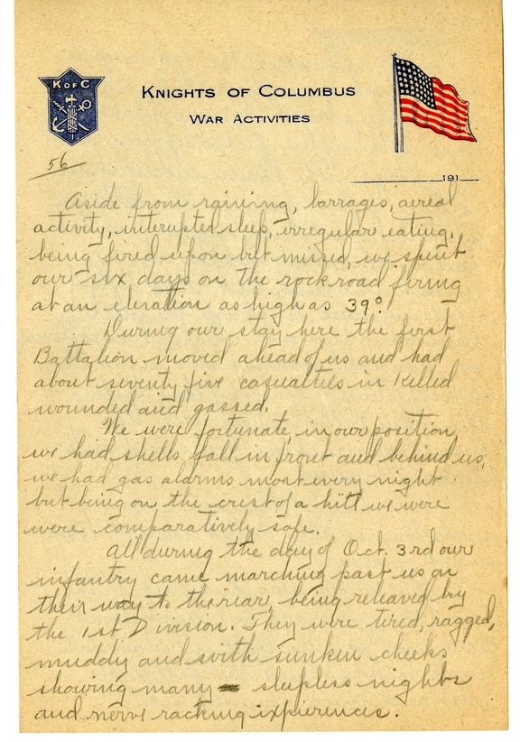 Handwritten World War I Notes of Verne Chaney, Sr.