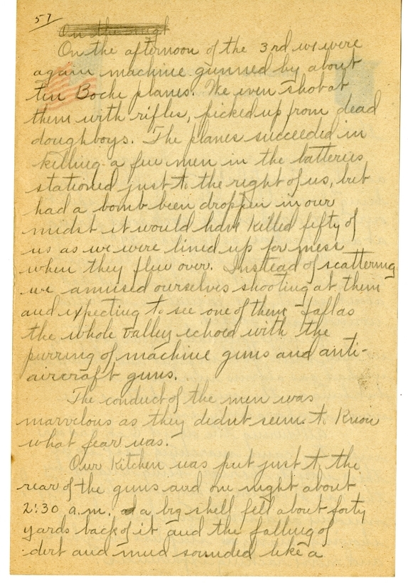 Handwritten World War I Notes of Verne Chaney, Sr.