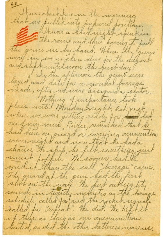 Handwritten World War I Notes of Verne Chaney, Sr.