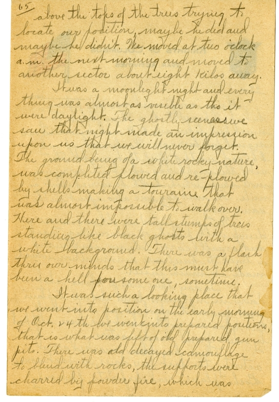 Handwritten World War I Notes of Verne Chaney, Sr.