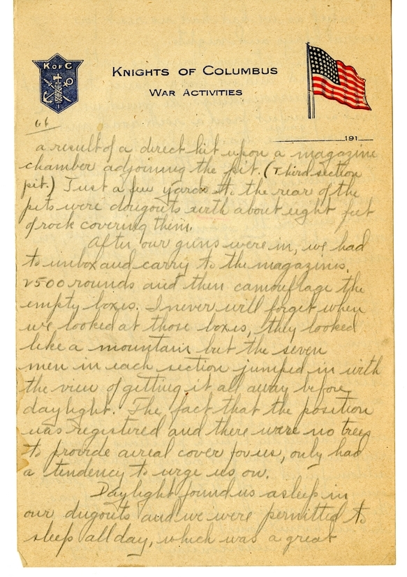 Handwritten World War I Notes of Verne Chaney, Sr.