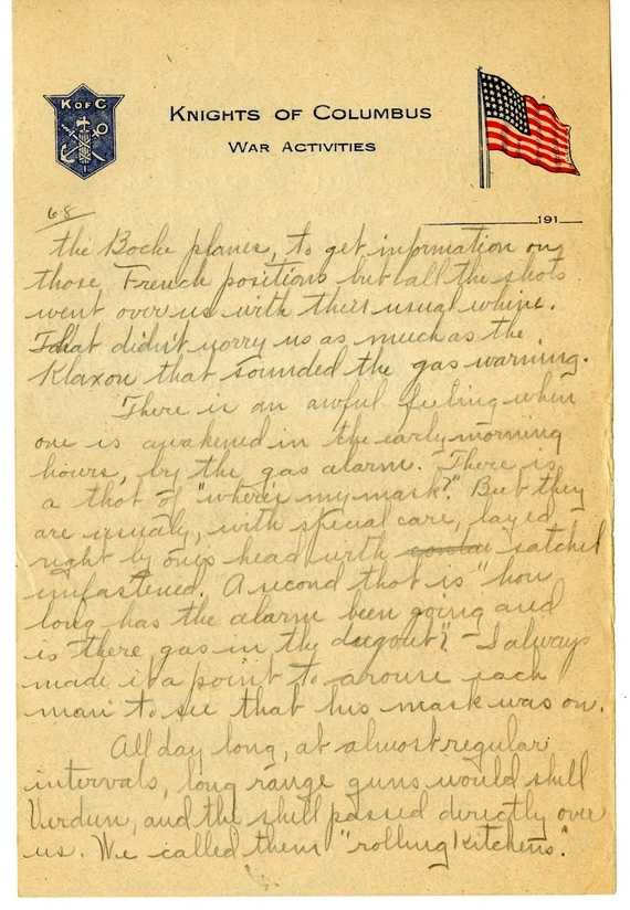 Handwritten World War I Notes of Verne Chaney, Sr.