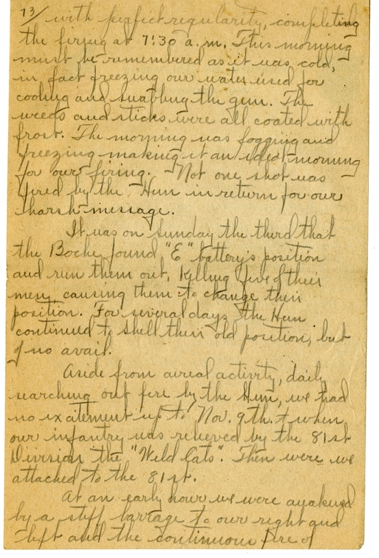 Handwritten World War I Notes of Verne Chaney, Sr.