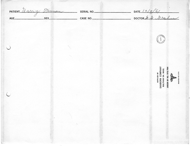 Electrocardiographic Report for Former President Harry S. Truman