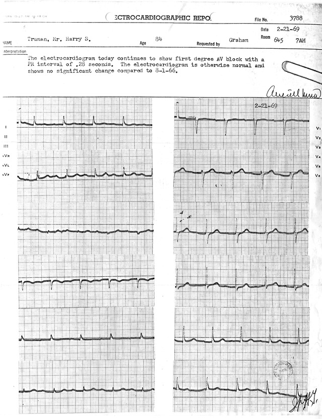 Electrocardiographic Report for Former President Harry S. Truman