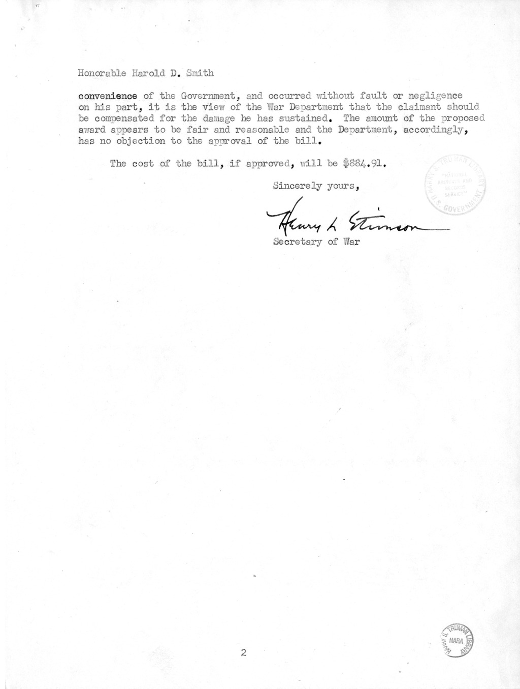 Memorandum from Frederick J. Bailey to M. C. Latta, H. R. 787, For the Relief of Murray B. Latimer, with Attachments
