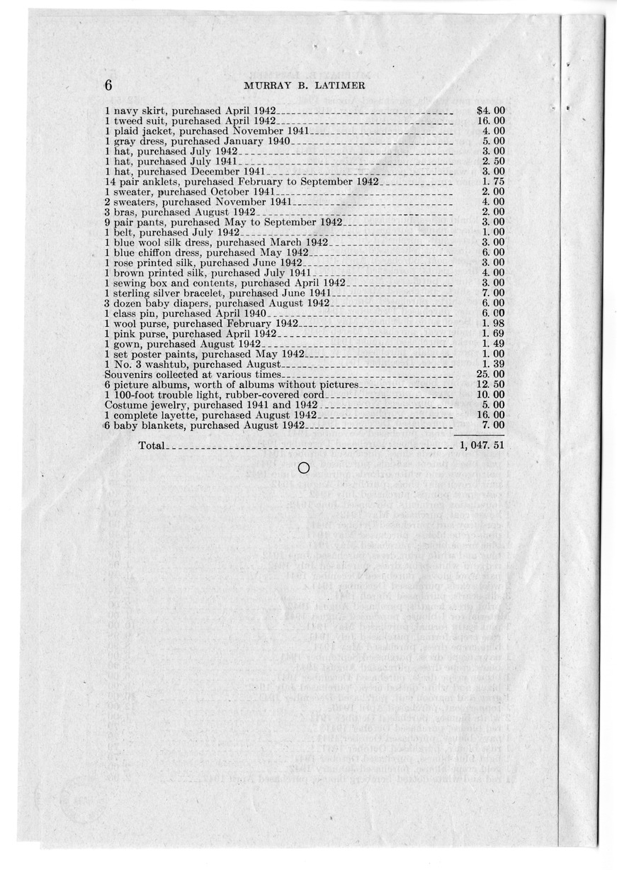 Memorandum from Frederick J. Bailey to M. C. Latta, H. R. 787, For the Relief of Murray B. Latimer, with Attachments