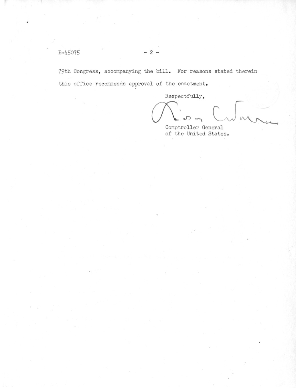 Memorandum from Frederick J. Bailey to M. C. Latta, H.R. 288, For the Relief of the Lawrence Motor Company, Incorporated, with Attachments