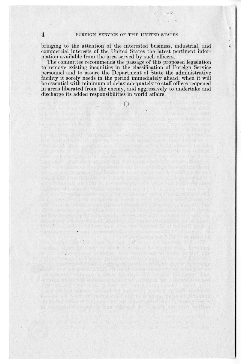 Memorandum from Harold D. Smith to M. C. Latta, H.R. 689, Regarding the Department of State and the Foreign Service, with Attachments