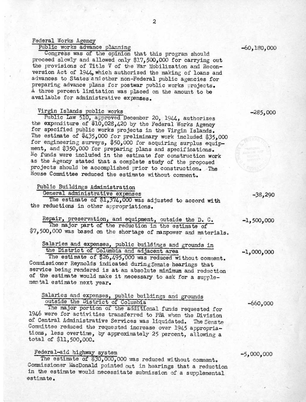 Memorandum from Harold D. Smith to M. C. Latta, H. R. 1984, Appropriations for the Executive Office and Independence Executive Agencies, with Attachments