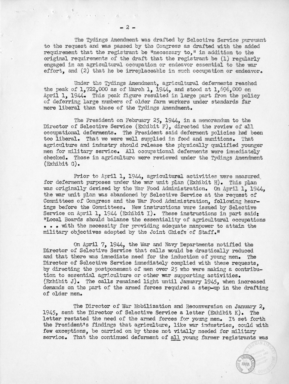 Memorandum from Harold D. Smith to M. C. Latta, H.R. 106, To Amend a Section of the Selective Training and Service Act of 1940, with Attachments