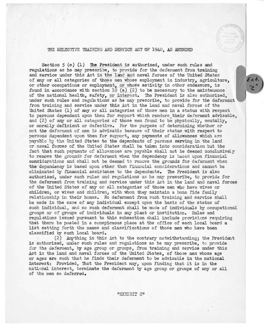 Memorandum from Harold D. Smith to M. C. Latta, H.R. 106, To Amend a Section of the Selective Training and Service Act of 1940, with Attachments