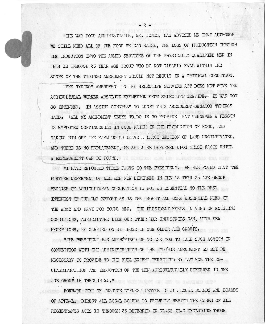 Memorandum from Harold D. Smith to M. C. Latta, H.R. 106, To Amend a Section of the Selective Training and Service Act of 1940, with Attachments