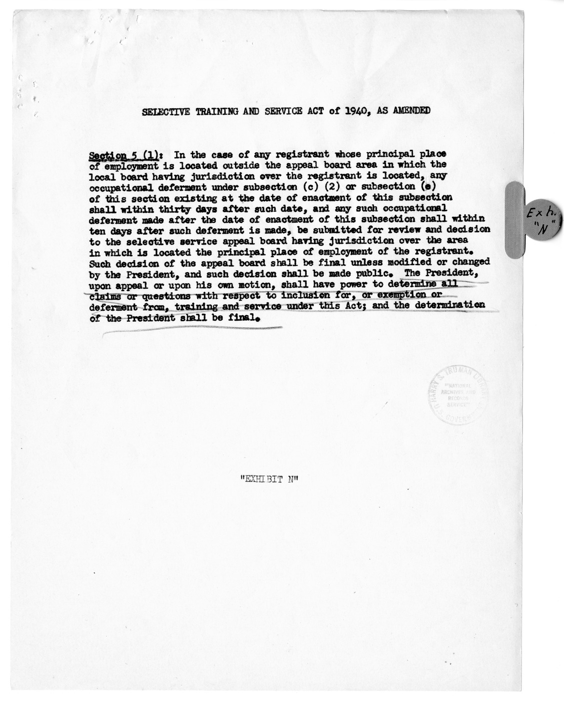 Memorandum from Harold D. Smith to M. C. Latta, H.R. 106, To Amend a Section of the Selective Training and Service Act of 1940, with Attachments