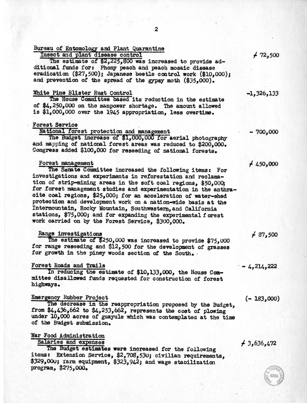 Memorandum from Harold D. Smith to M. C. Latta, H.R. 2689, Making Appropriations for the Department of Agriculture, with Attachments