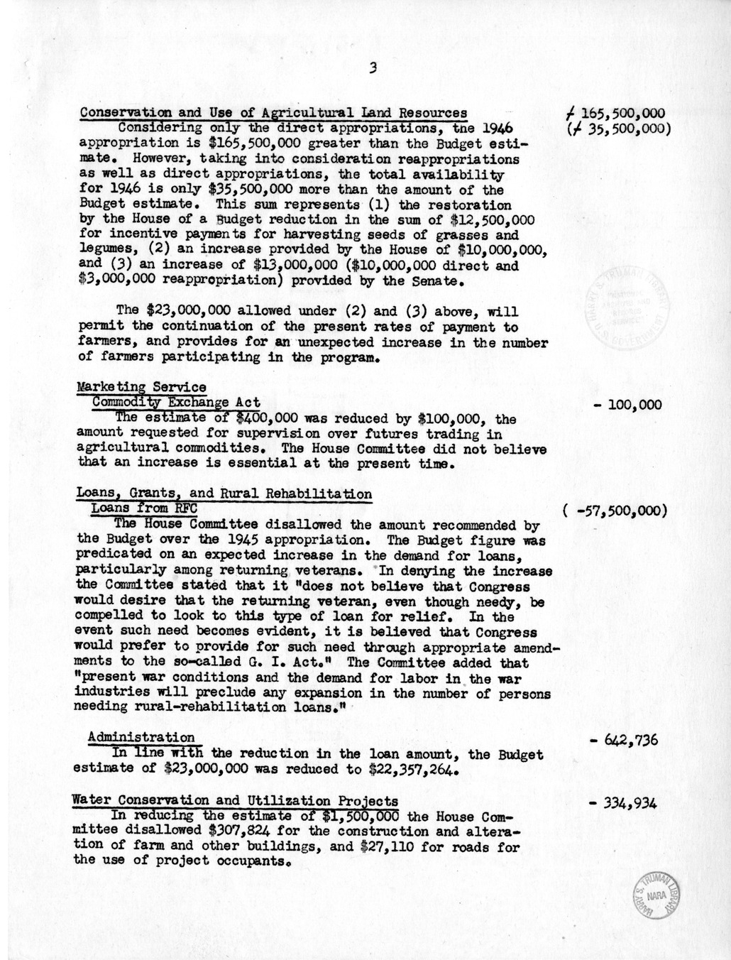 Memorandum from Harold D. Smith to M. C. Latta, H.R. 2689, Making Appropriations for the Department of Agriculture, with Attachments