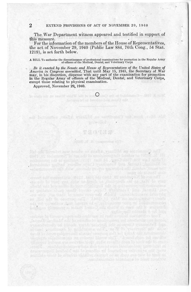 Memorandum from Frederick J. Bailey to M. C. Latta, H. R. 3070, to Extend Provision of Public Law 884, Seventy-sixth Congress, with Attachments