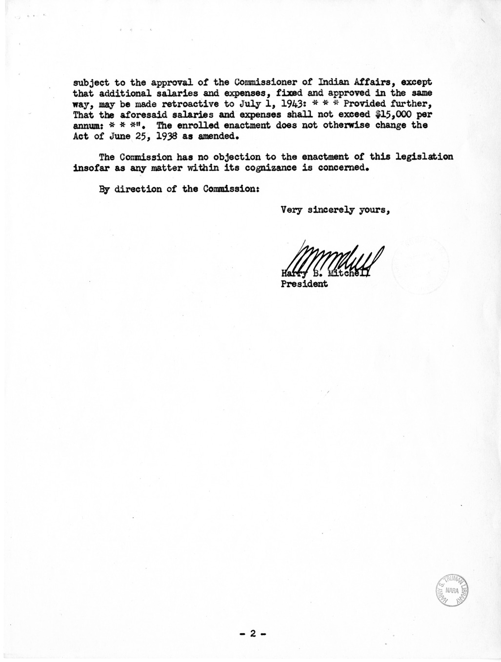 Memorandum from Frederick J. Bailey to M. C. Latta, S. 655, Amending the Act of June 25, 1938 (52 Stat. 1207) Authorizing the Secretary of the Interior to Pay Salary and Expenses of the Chairman, Secretary, and Interpreter of the Klamath General Council, 