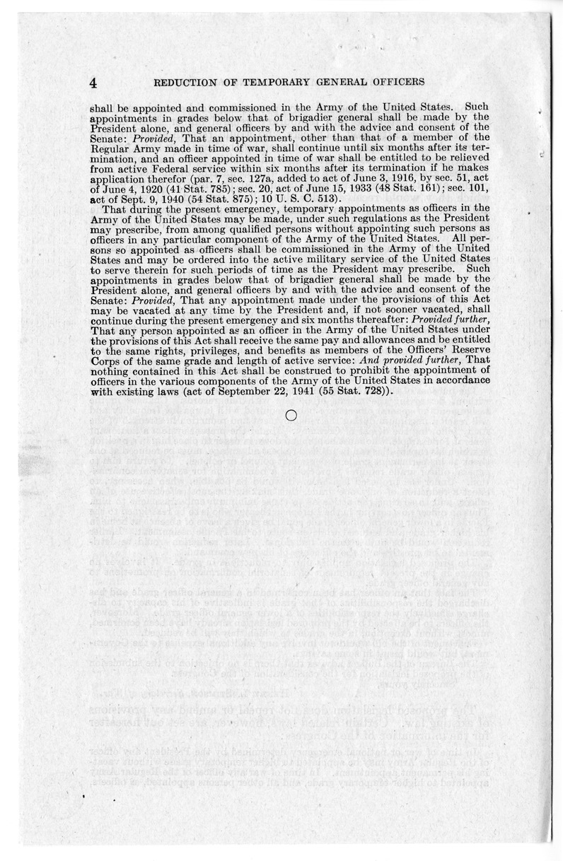 Memorandum from Harold D. Smith to M. C. Latta, S. 701, To Provide a Method for the Wartime Reduction of Temporary Grades Held by General Officers of the Army of the United States, with Attachments