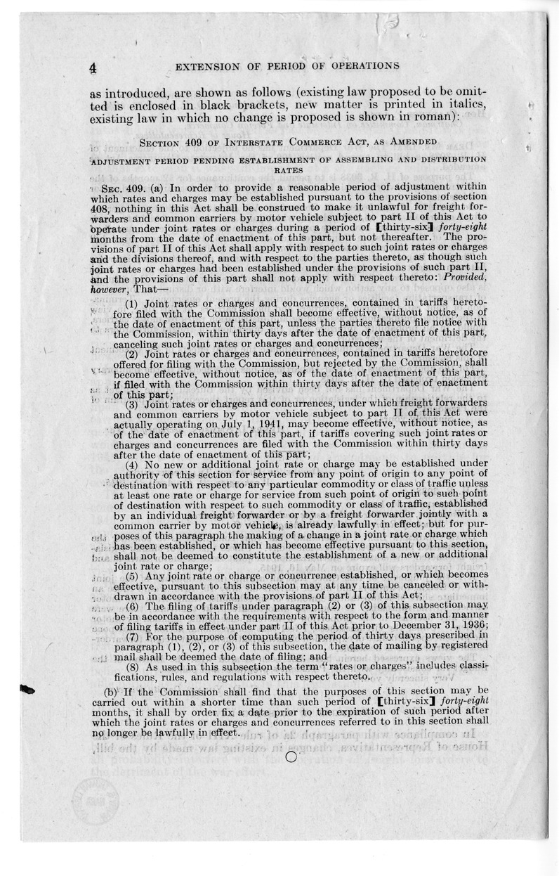 Memorandum from Harold D. Smith to M. C. Latta, H.R. 3038, To Amend Section 409 of the Interstate Commerce Act, with Attachments