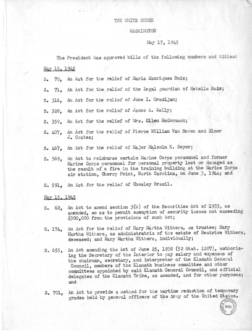 Memorandum for the File