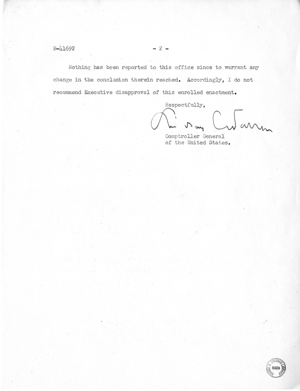 Memorandum from Frederick J. Bailey to M. C. Latta, H.R. 980, For the Relief of Mrs. Gladys Stout, with Attachments