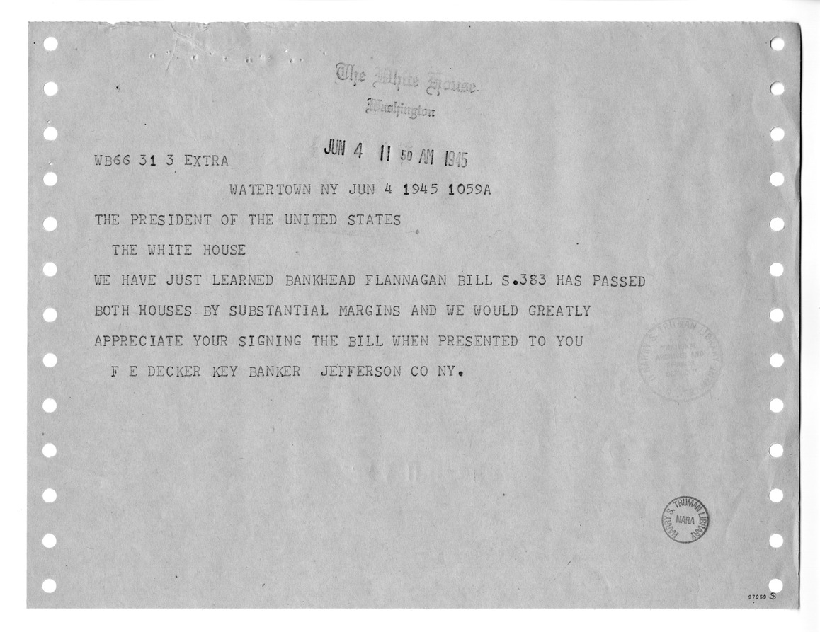 Memorandum from Harold D. Smith to M. C. Latta, S. 383, To Provide for the Further Development of Cooperative Agricultural Extension Work, with Attachments