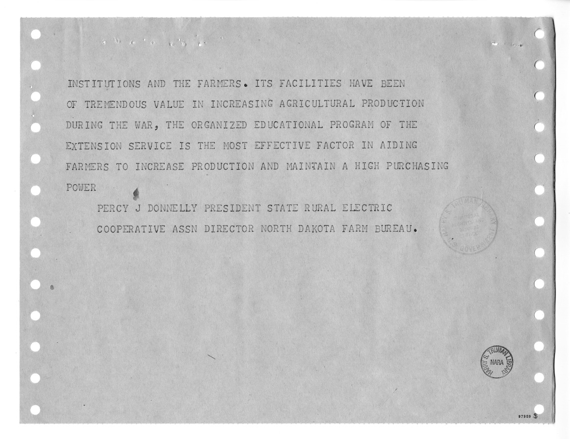 Memorandum from Harold D. Smith to M. C. Latta, S. 383, To Provide for the Further Development of Cooperative Agricultural Extension Work, with Attachments