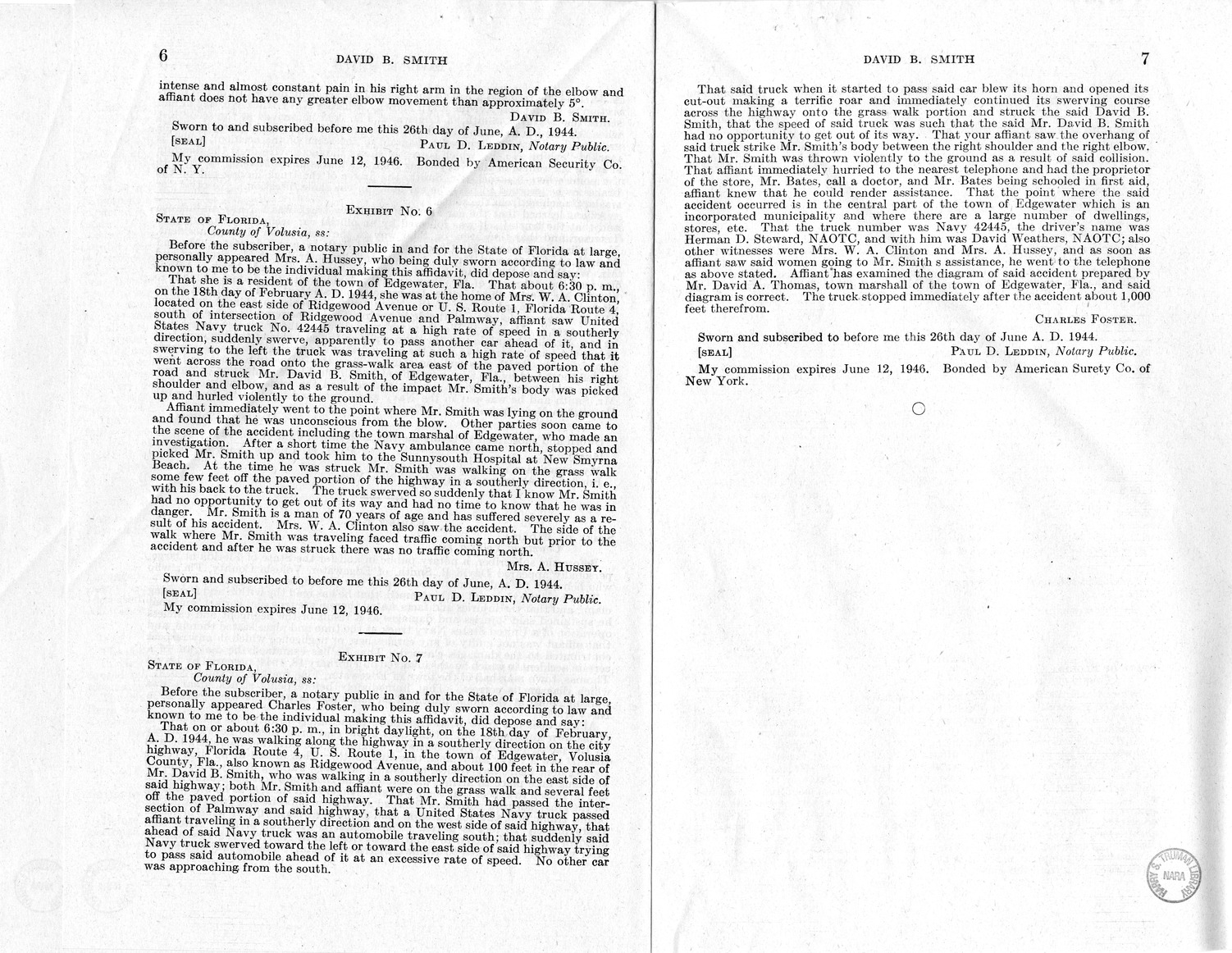Memorandum from Frederick J. Bailey to M. C. Latta, H.R. 209, For the Relief of David B. Smith, with Attachments