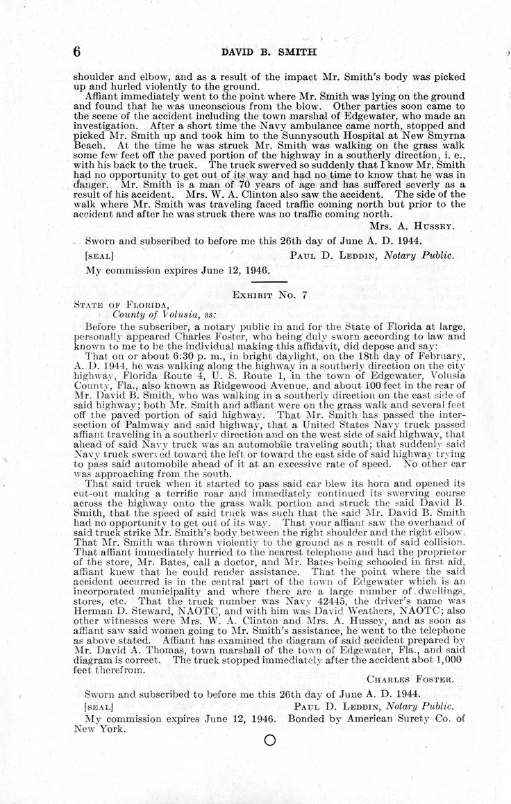 Memorandum from Frederick J. Bailey to M. C. Latta, H.R. 209, For the Relief of David B. Smith, with Attachments