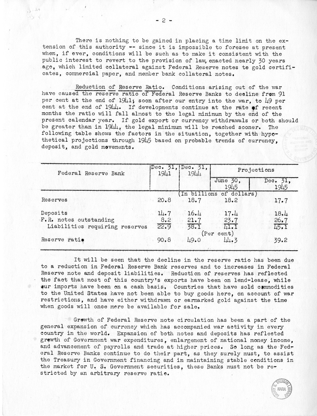 Memorandum from Harold D. Smith to M. C. Latta, S. 510, To Amend Sections 11(c) and 16 of the Federal Reserve Act, as Amended, and for Other Purposes, with Attachments