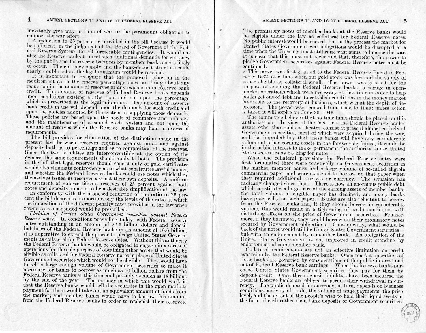 Memorandum from Harold D. Smith to M. C. Latta, S. 510, To Amend Sections 11(c) and 16 of the Federal Reserve Act, as Amended, and for Other Purposes, with Attachments